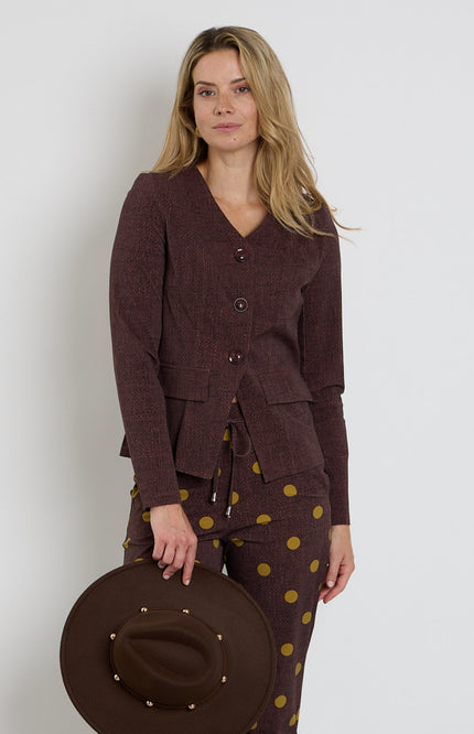 Travel Blazer Woven Structure Print Mahogany 202824