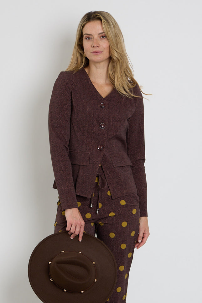 Travel Blazer Woven Structure Print Mahogany 202824