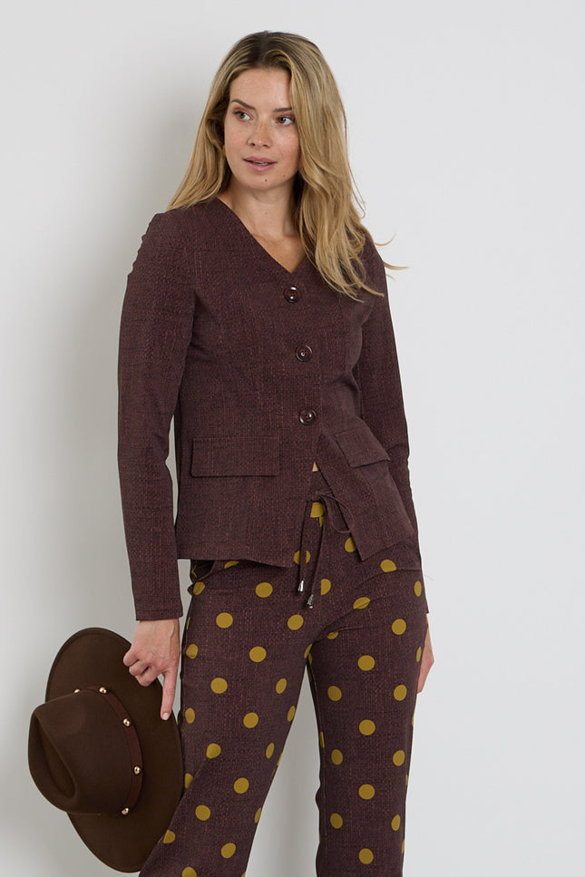 Travel Blazer Woven Structure Print Mahogany 202824