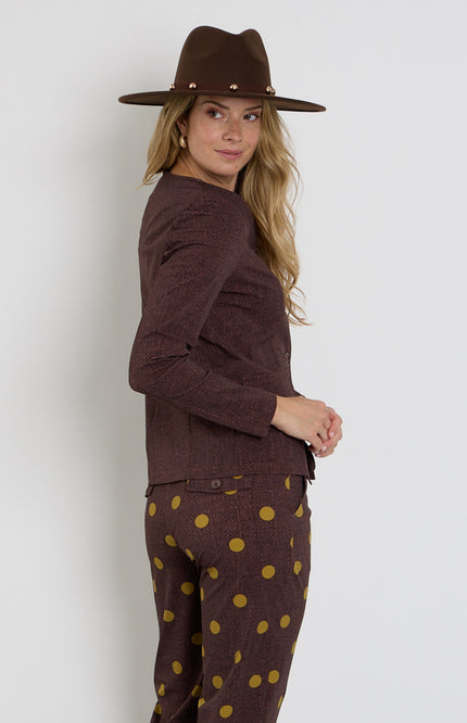 Travel Blazer Woven Structure Print Mahogany 202824