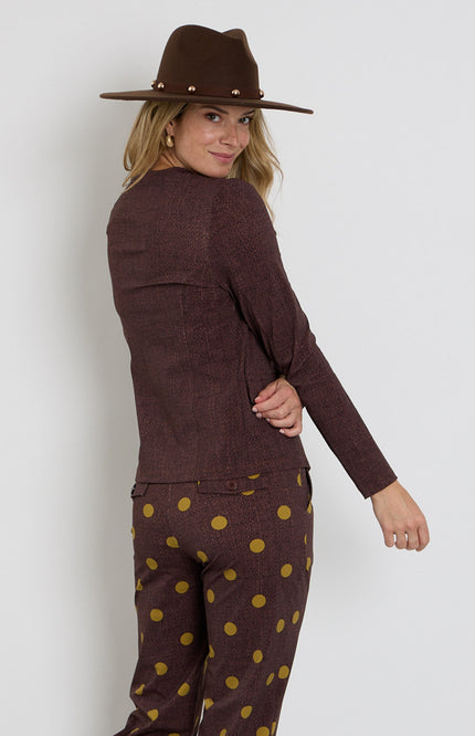 Travel Blazer Woven Structure Print Mahogany 202824