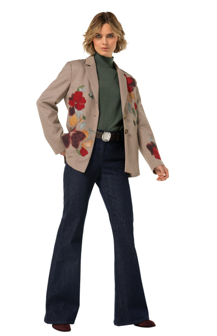 Blazer Broderie Geruit Multi Color 4839-69