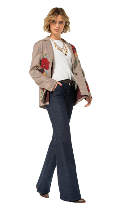 Blazer Broderie Geruit Multi Color 4839-69