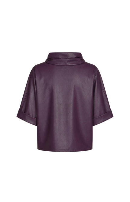 Blouse Vegan Leather Rits Plum 4609-45