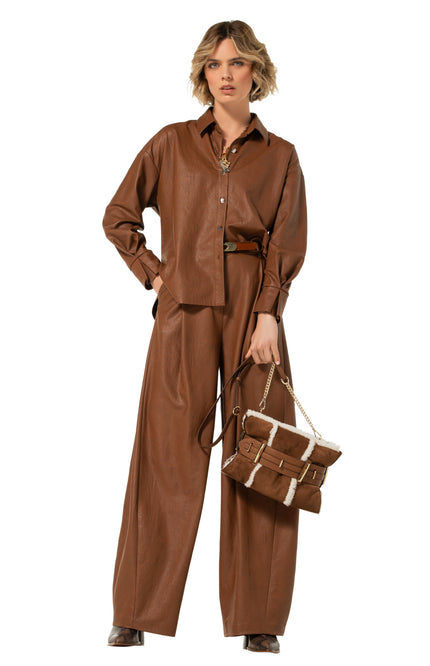 Blouse Vegan Leather Caramello 4605-36