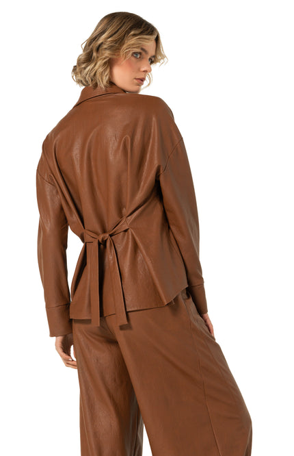 Blouse Vegan Leather Caramello 4605-36