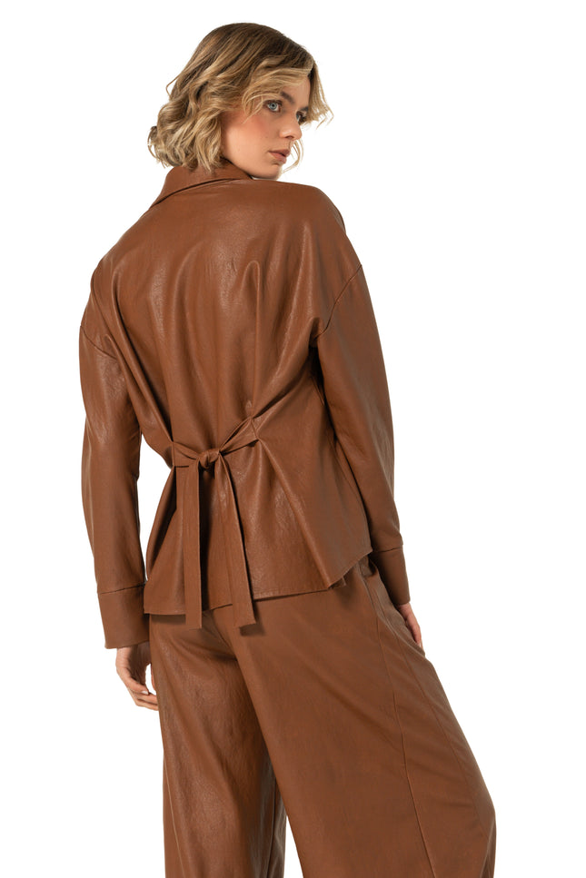Blouse Vegan Leather Caramello 4605-36