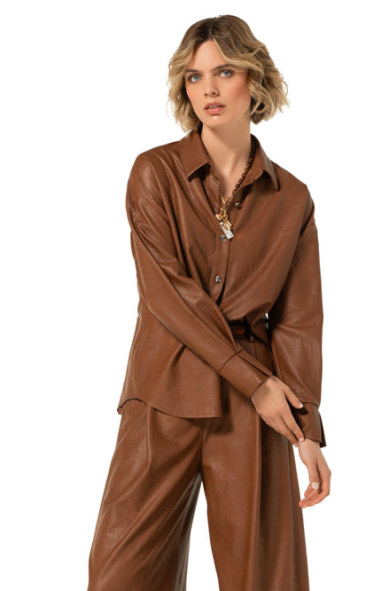 Blouse Vegan Leather Caramello 4605-36