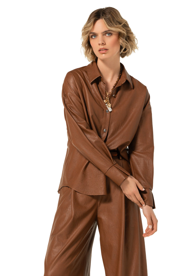 Blouse Vegan Leather Caramello 4605-36