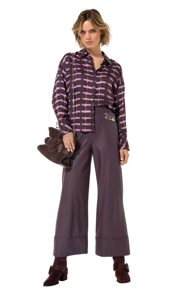 Broek Vegan Leather Plum 4575-45
