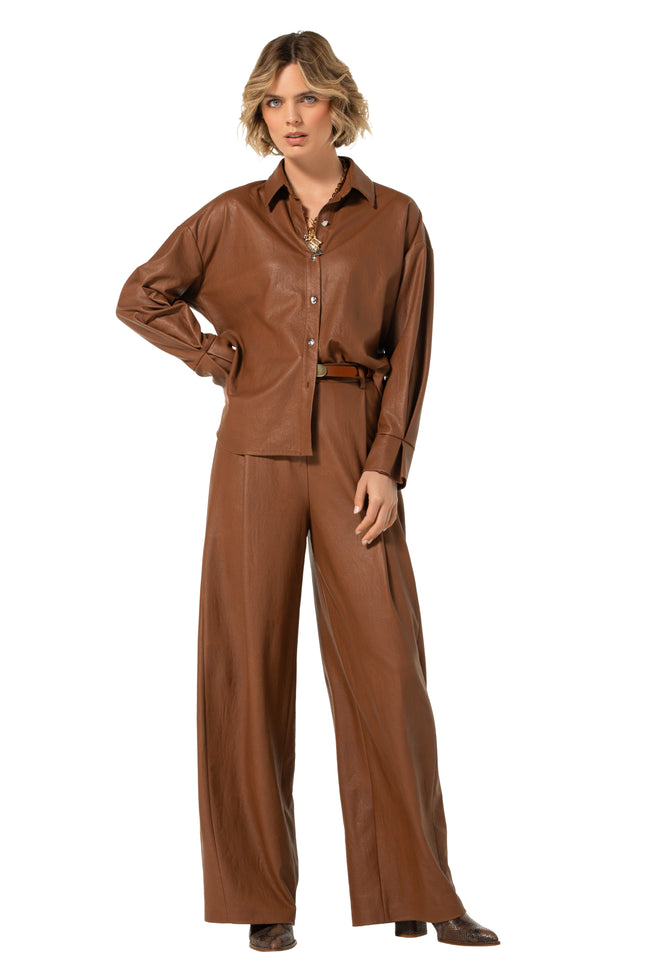 Broek Vegan Leather Caramello 4570-36
