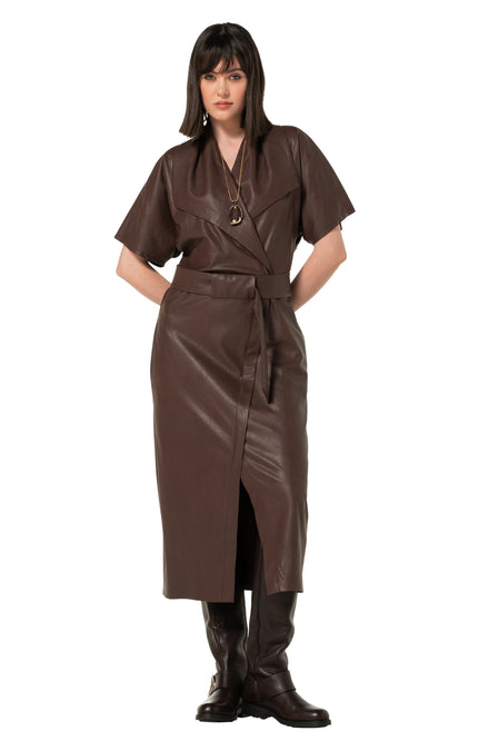 Jurk Vegan Leather Cacao 4105-32