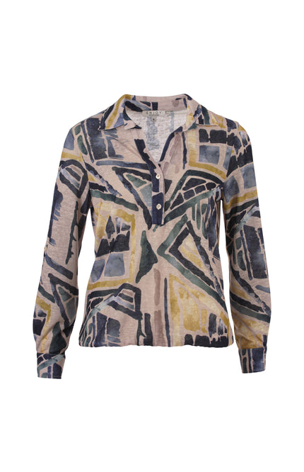 Blouse Polo Grafische Print Zand 472647