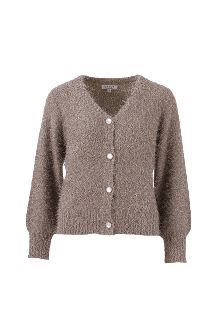 Vest V-hals Fluffy Taupe 426493
