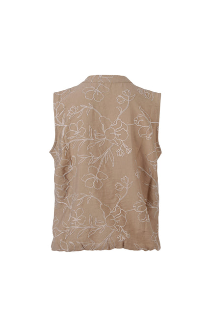 Blouse Bloemenborduur Zand 127626
