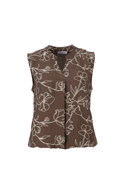 Blouse Bloemenborduur Bruin 127626