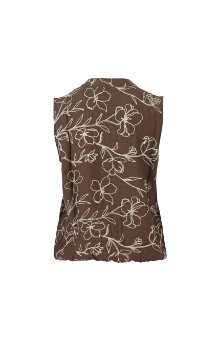 Blouse Bloemenborduur Bruin 127626