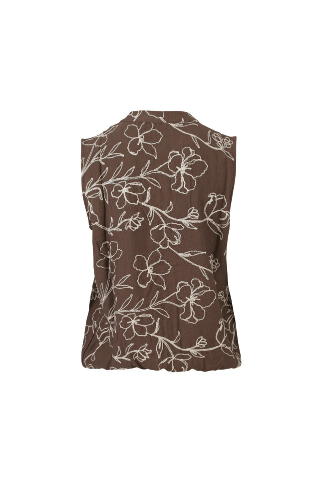 Blouse Bloemenborduur Bruin 127626
