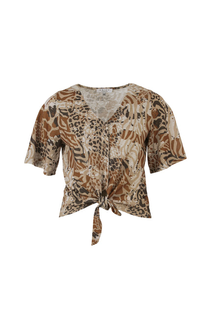 Blouse Strik Dierenprint Zand 166262