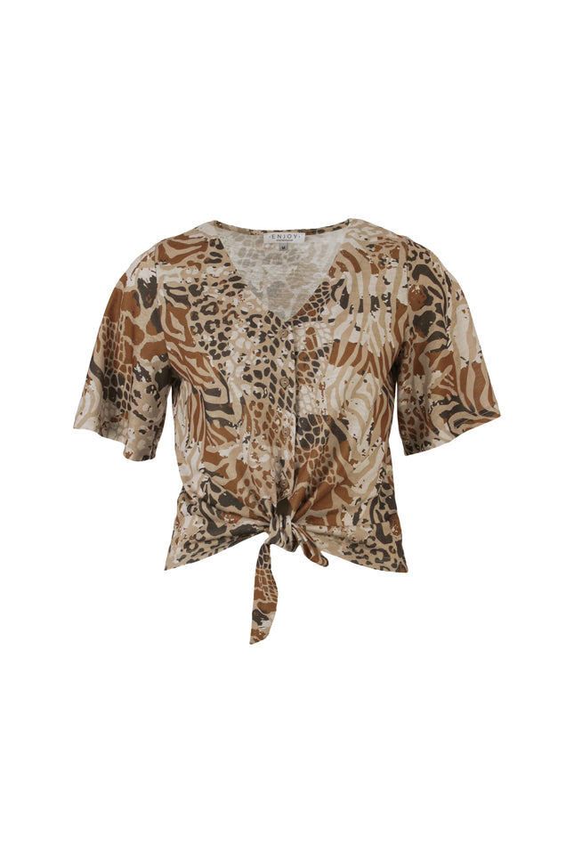 Blouse Strik Dierenprint Zand 166262