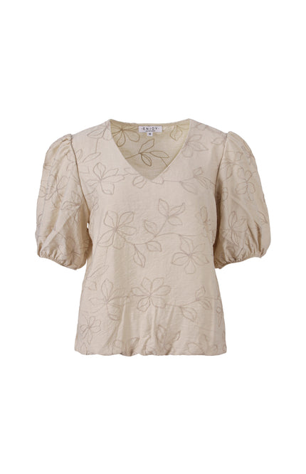 Blouse Bloemborduur Zand 127612