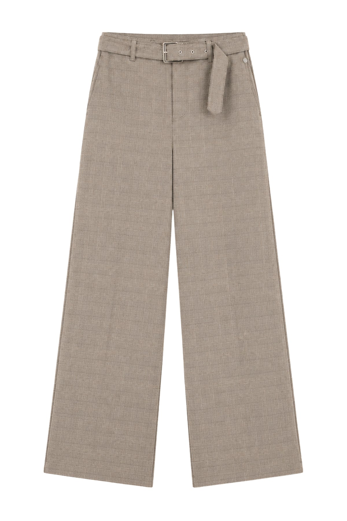 Elvira Casuals Rumi Cappuccino Check broek met geruite print en comfortabele pasvorm, ideaal voor casual outfits.