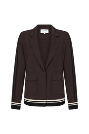 Zoso Travel Blazer Arian Espresso 264, herenreversjeans in donkerbruin met knopen en zakken, stijlvolle zakelijke jas