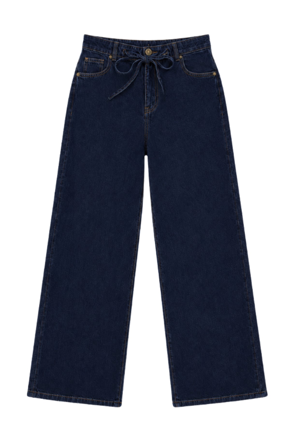 Donkere Deluna Nightfall denim broek van Elvira Casuals, getoond op mannequin met details van de stof en pasvorm.