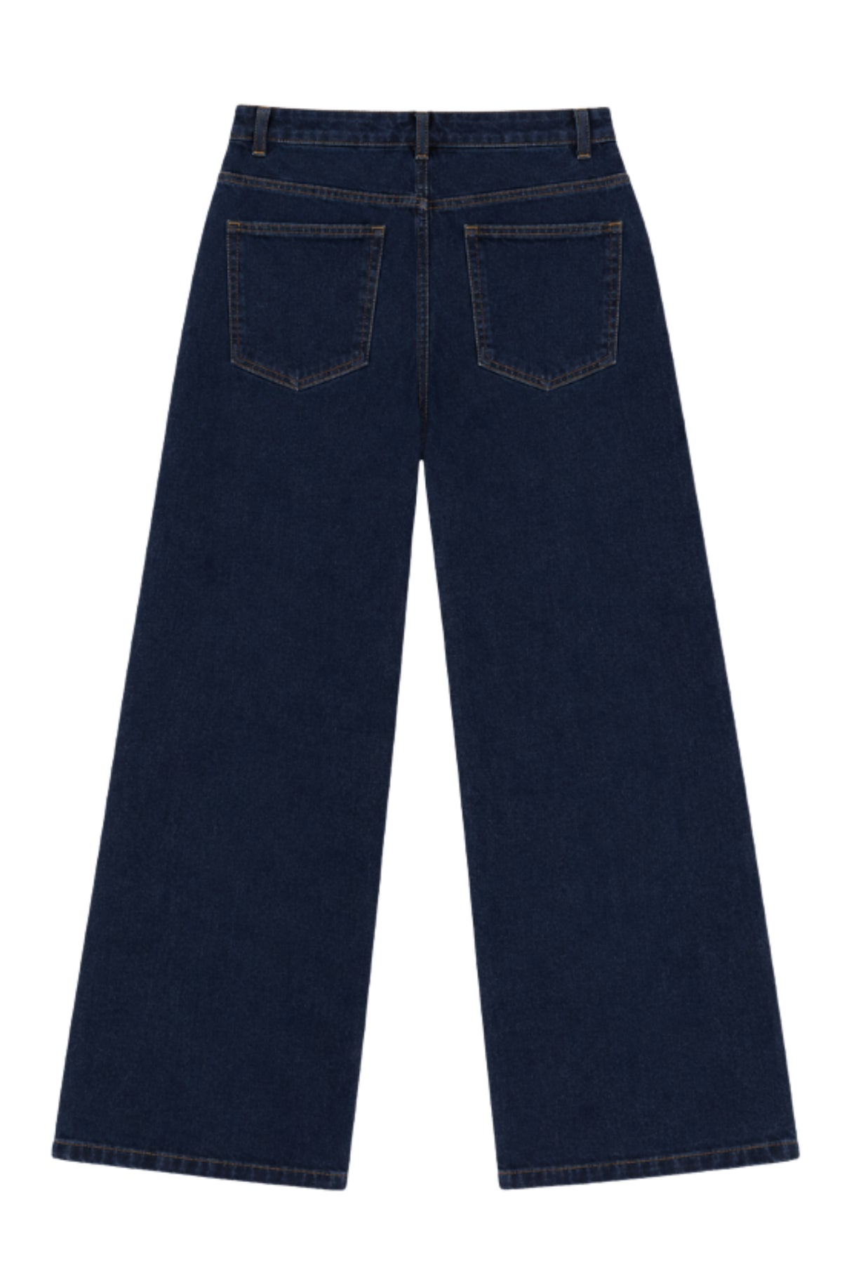 Donkere Deluna Nightfall denim broek van Elvira Casuals, getoond op mannequin, met opvallende pasvorm en stikdetails.