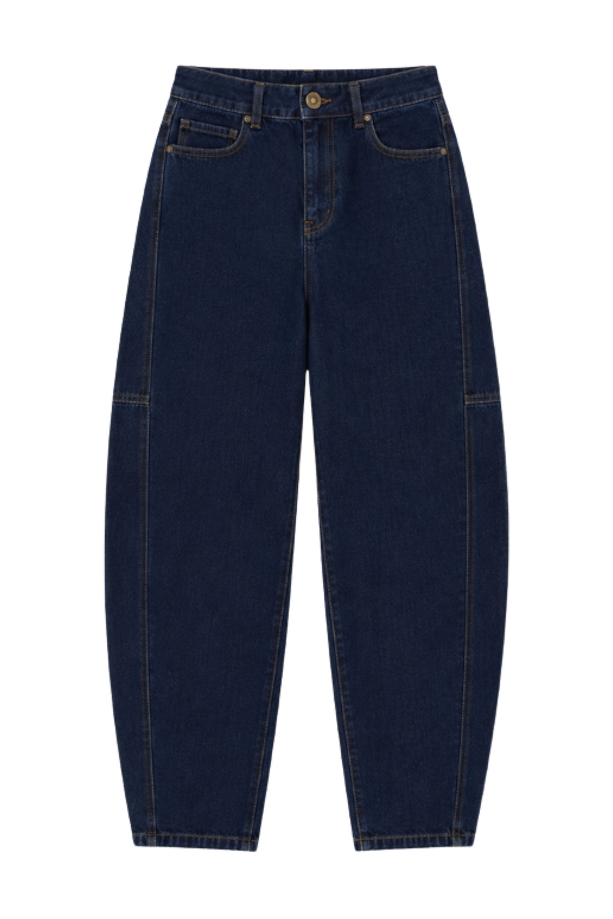 Donkerblauwe Davi Nightfall denim broek van Elvira Casuals, casual pasvorm, zichtbaar op mannequin.