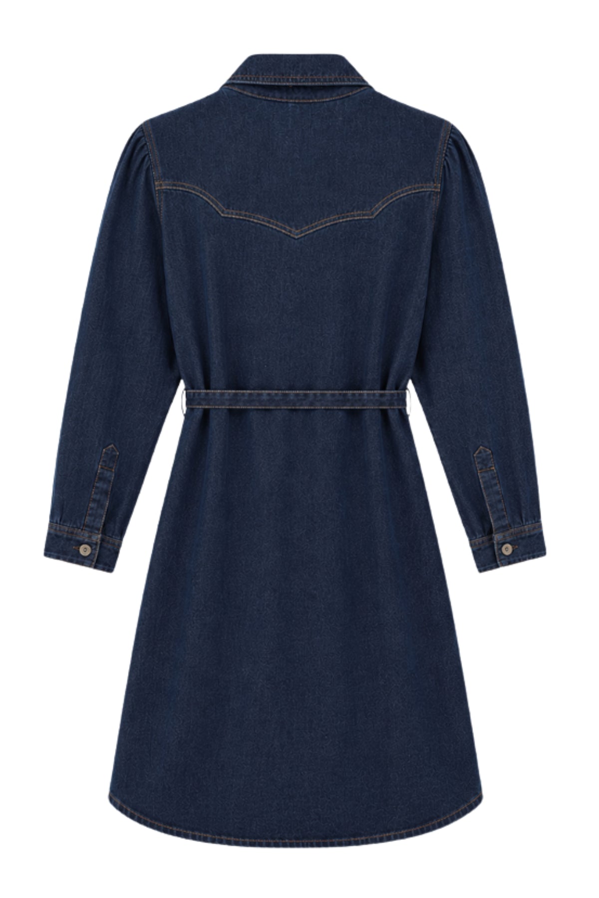Deluna Nightfall denim jurk van Elvira Casuals, getoond in een elegante, casual pasvorm op een model.