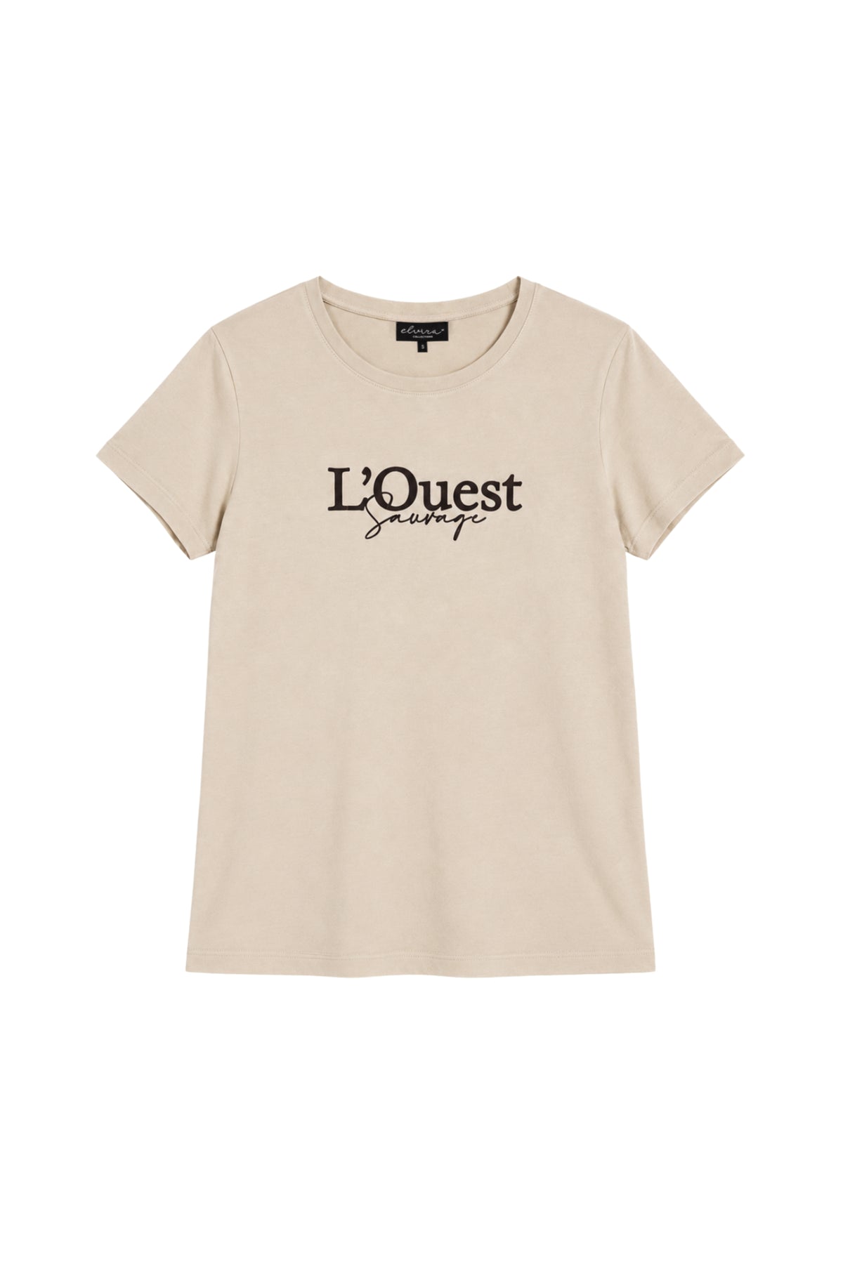 Elvira Casuals T-shirt L'Quest Warm Ivory, katoenen shirt met ronde hals en korte mouwen, voor casual draagstijl