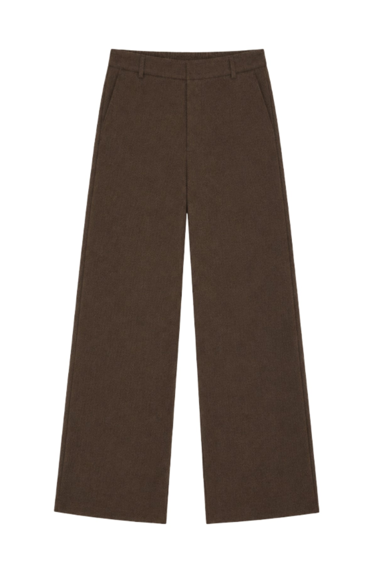 Elvira Casuals Riley broek in donkerbruin met zigzagpatroon, casual damesbroek met comfortabele pasvorm.