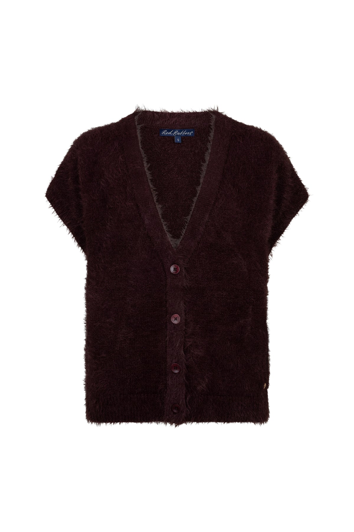 Zomer top zonder mouwen van rood fluweel met zachte textuur en ronde hals, van Red Button.