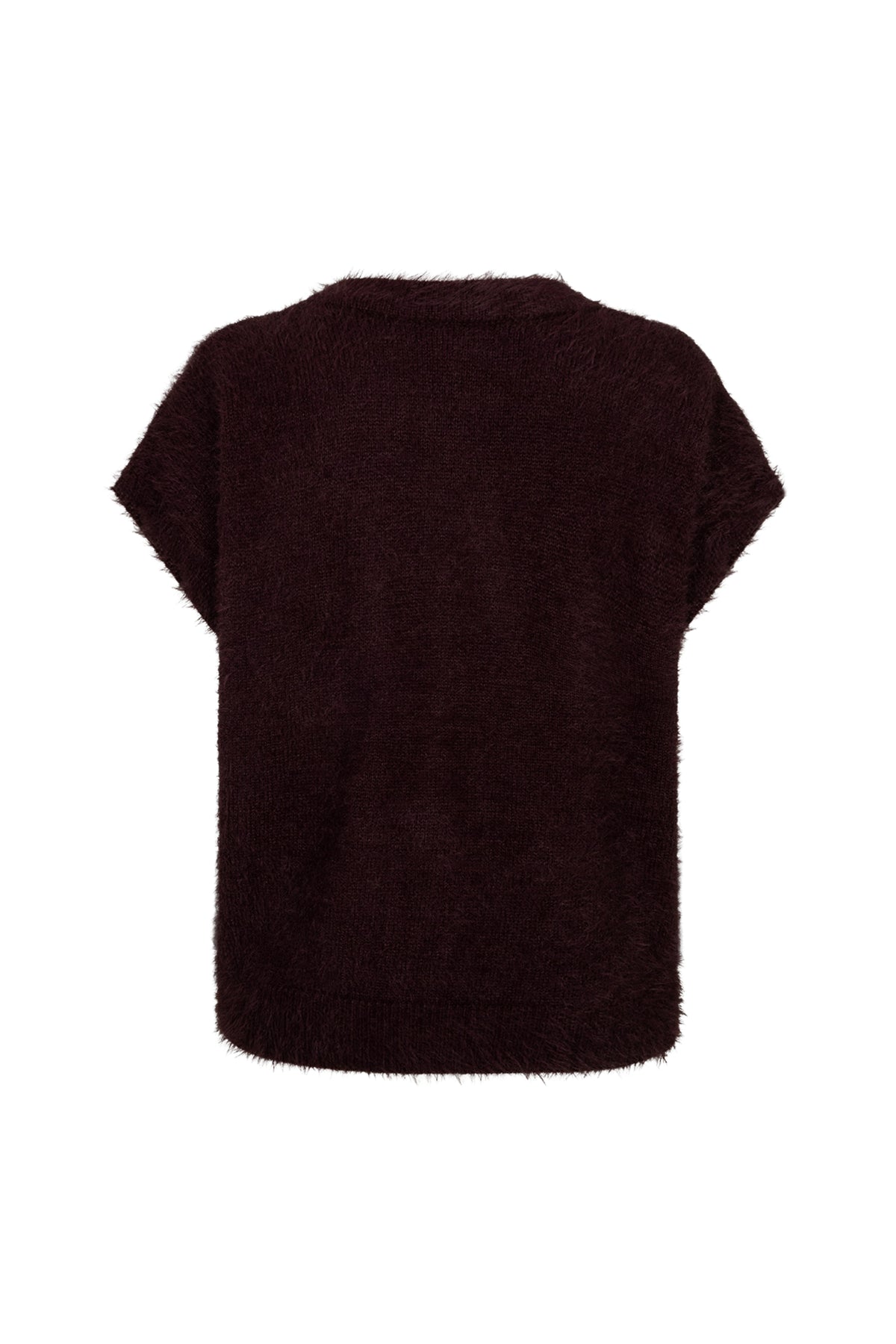 Zwart mouwloos fuzzy top van Red Button in bordeauxkleur met zachte textuur en comfortabele pasvorm.