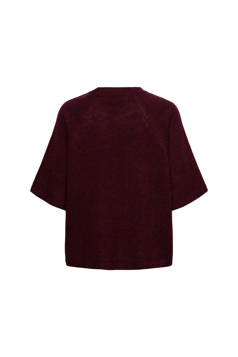 Donkerrode trui Boukje van &Co woman, gebreide pasvorm met lange mouwen en ronde hals, voor een stijlvolle look.
