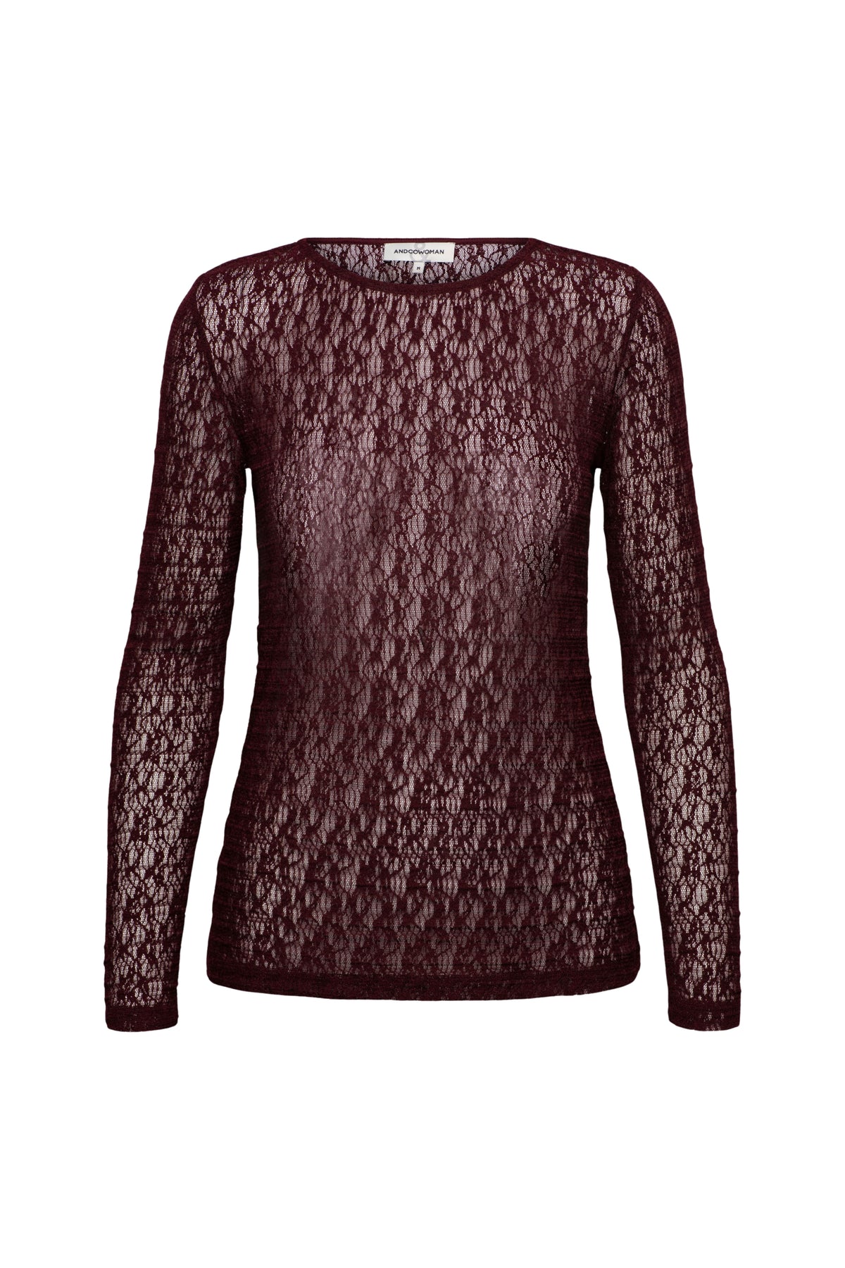 Lingerie top Tris Lace in bordeauxkleur van &Co woman, met kant en verstelbare schouderbanden.