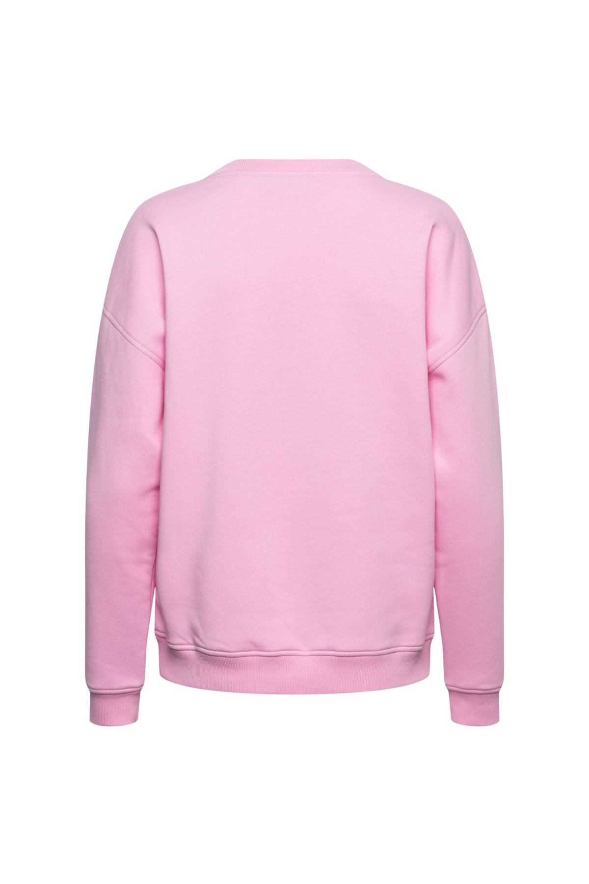 Roze trui Le Marais van &Co woman, casual en comfortabel, zicht op de voorzijde met ronde hals en zachte stof.