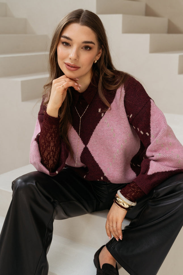 Trui Berber Burgundy Multi PU148