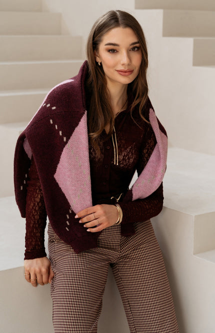 Trui Berber Burgundy Multi PU148