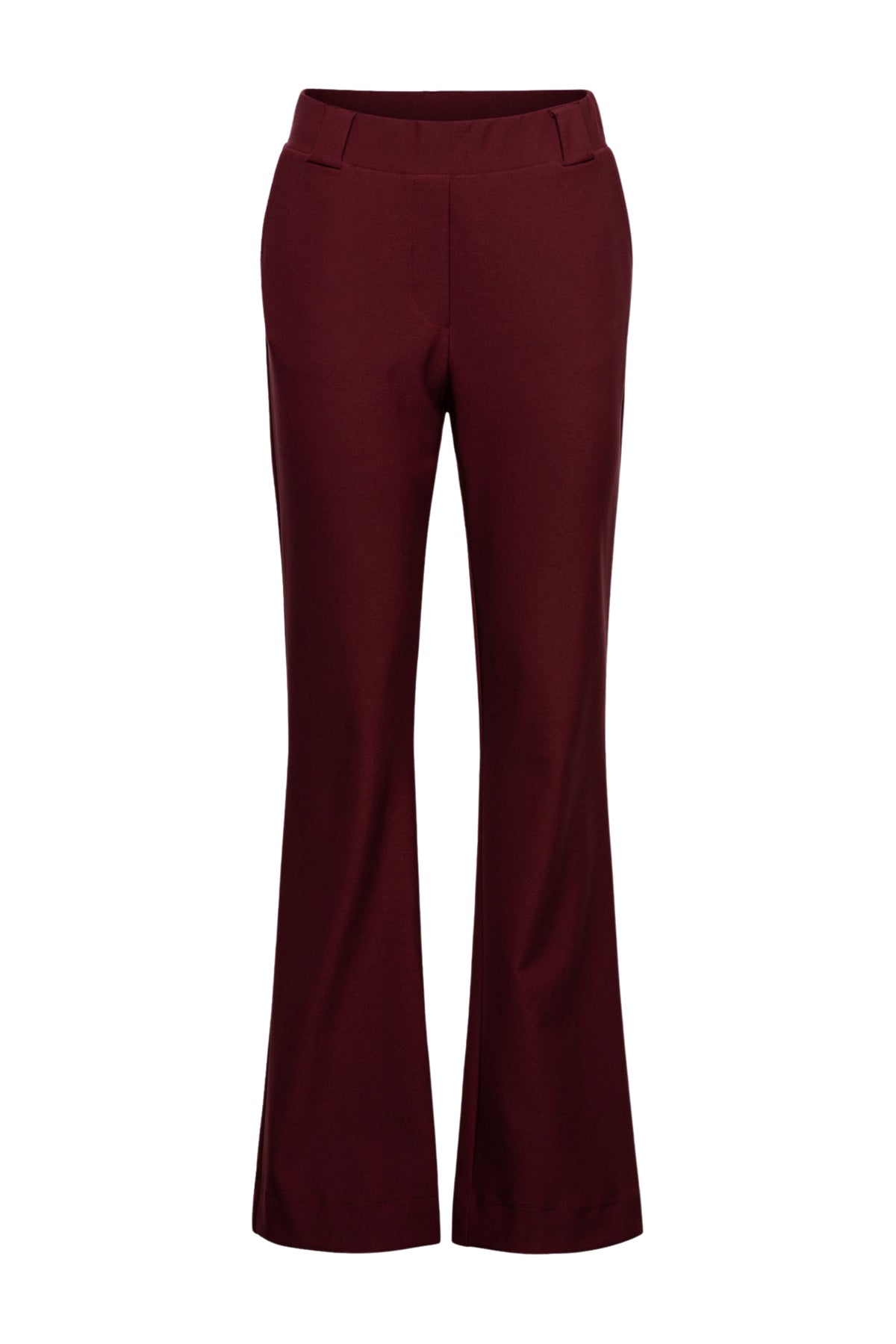 Donkere bordeaux Penelope heavy travel broek van &Co woman, comfortabele pasvorm en stevige stof, geschikt voor reizen en dagelijks gebruik