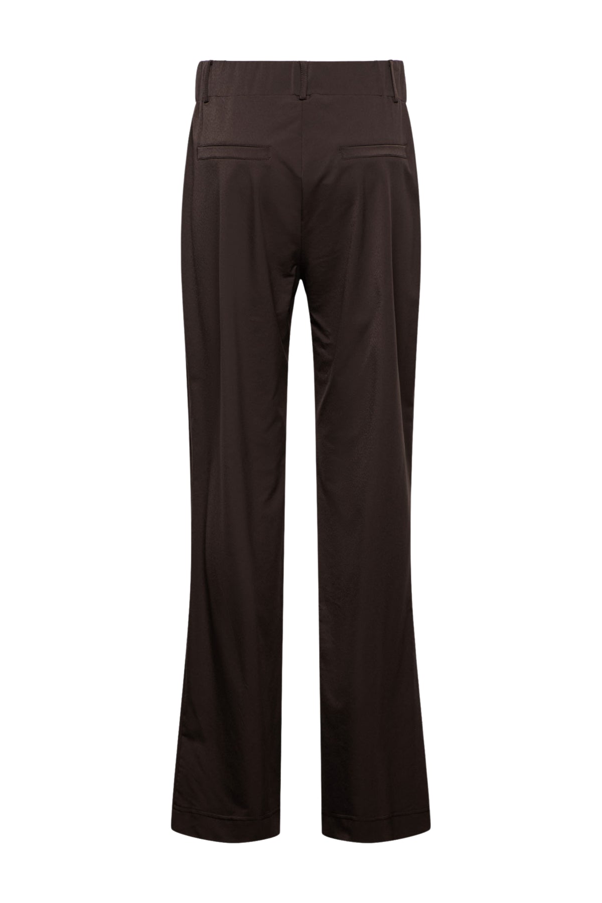 Donkere chocolade travel broek Patrice van &Co woman, getailleerd met comfortabele pasvorm en modieuze uitstraling.