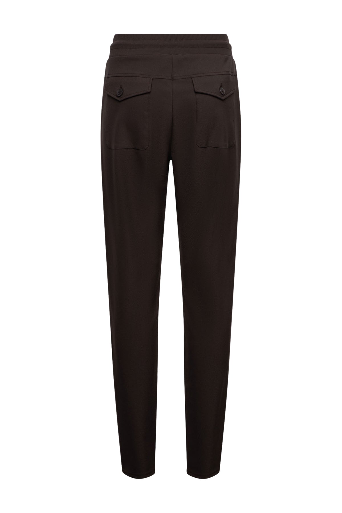 Donkere chocolade Penny Heavy Travel broek van &Co woman, casual pasvorm, stof met ritssluiting en zakken, geschikt voor reizen