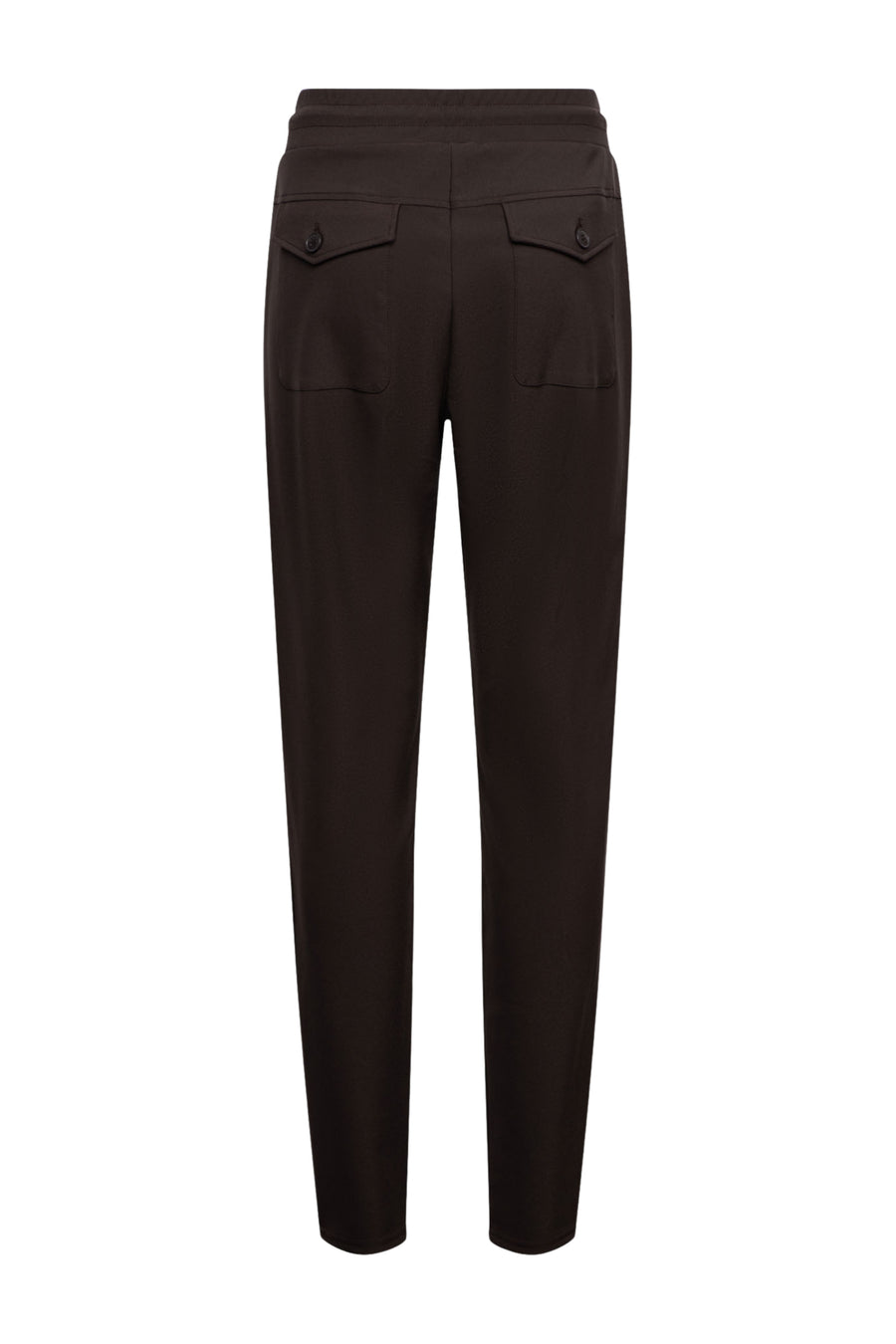 Donkere chocolade Penny Heavy Travel broek van &Co woman, casual pasvorm, stof met ritssluiting en zakken, geschikt voor reizen