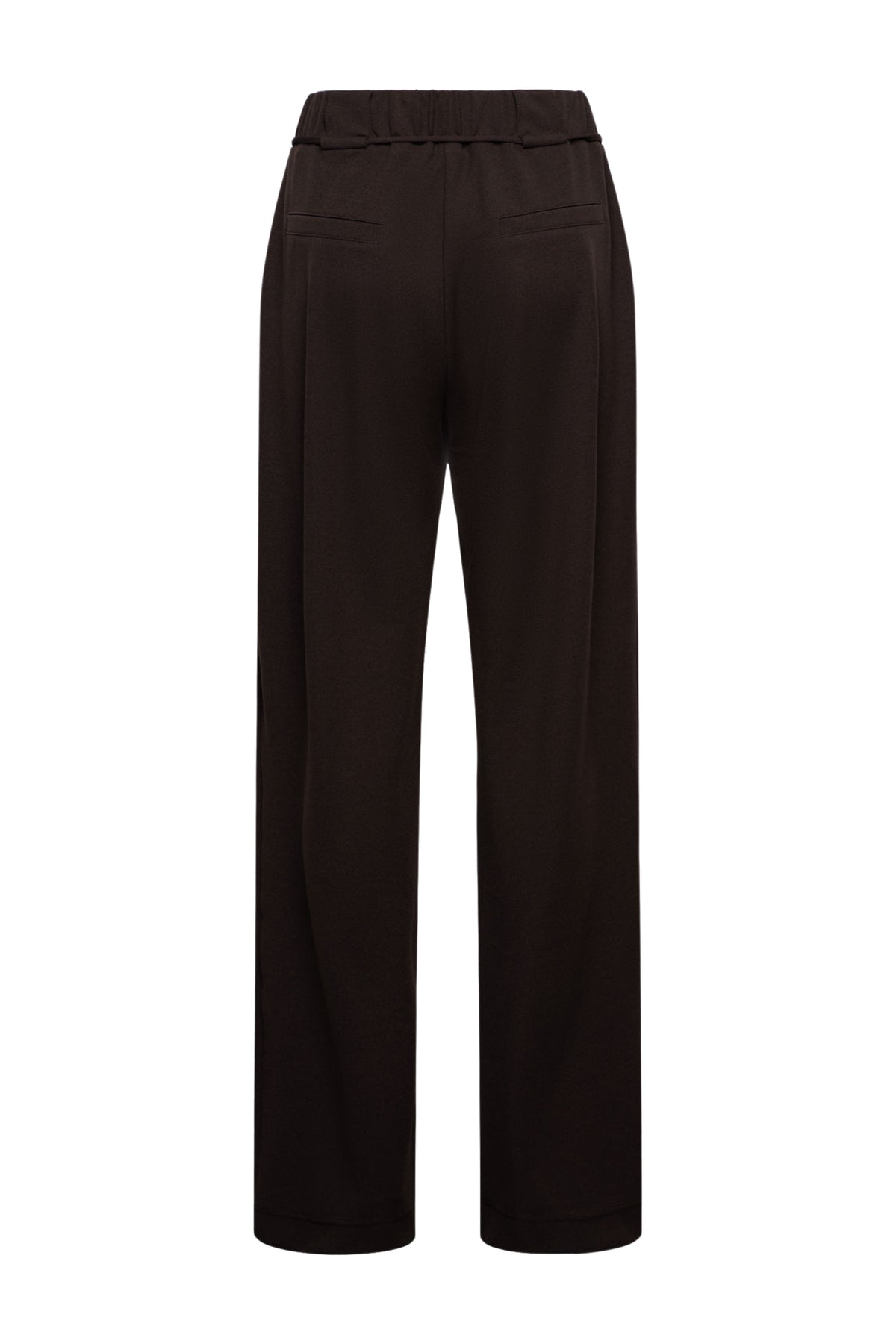 Donkere chocolade broek Grace van &Co woman, casual stijl, met comfortabele pasvorm en elastische tailleband.