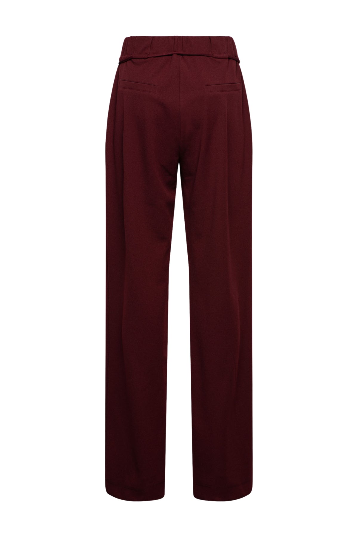 Donkere bordeauxrode broek Grace van &Co woman, getoond op model, met een flatterend pasvorm en stijlvolle uitstraling.