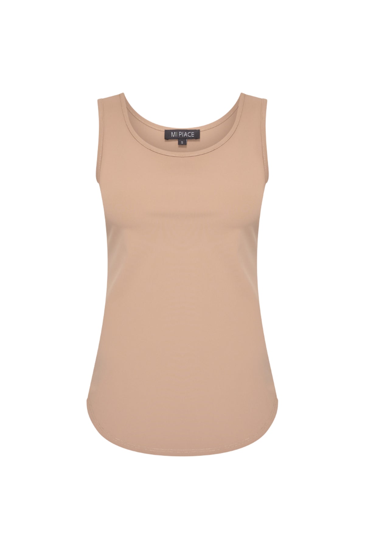 Mi Piace Travel Top Portabella 202027, lichte en comfortabele top in zachte pastelkleuren, zichtbaar met ronde hals en korte mouwen.
