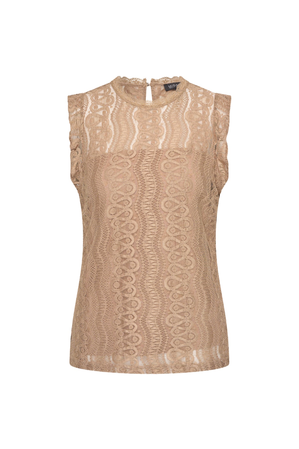 Mi Piace Travel Top Kant Portabella, lichtgewicht en ademend top met kanten details, geschikt voor comfortabele reizen en casual draagstijl.