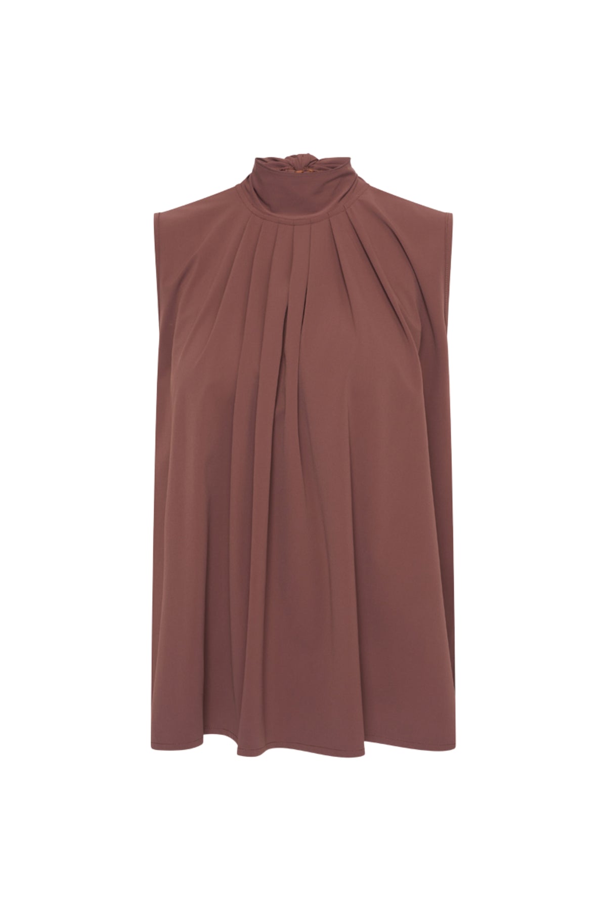 Mi Piace reishals met strik in mahoniekleur, elegant en comfortabel, zichtbaar in de afbeelding.