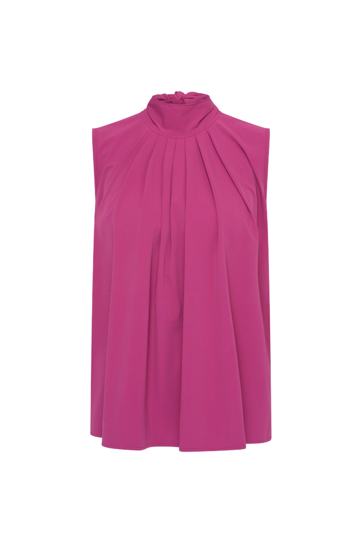 Lichte reisblouse van Mi Piace in magenta en paars met strikdetail, geschikt voor comfortabel reizen en casual stijl.